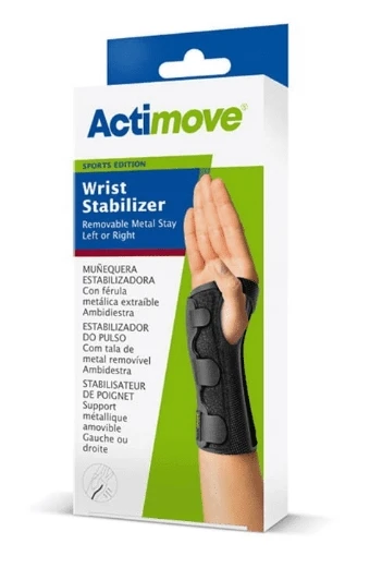 ACTIMOVE Sports Edition Wrist Stabilizer Removable Metal Stay Left Or Right Small Black