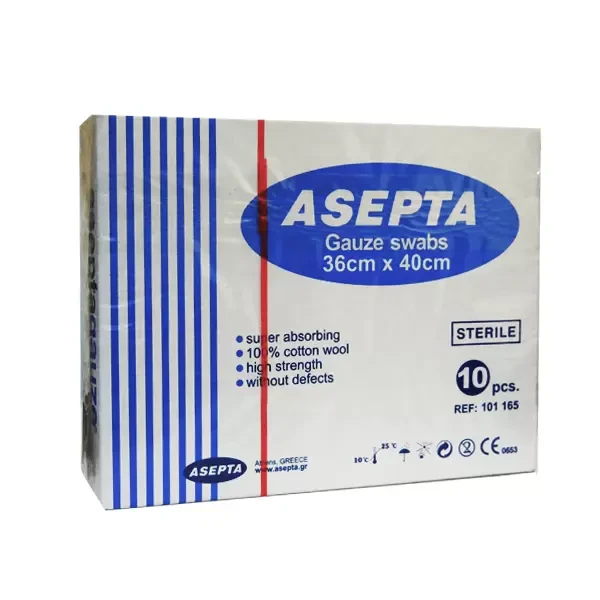 ASEPTA Επιθέματα Γάζας Αποστειρωμένα 36x40 10 Τεμάχια