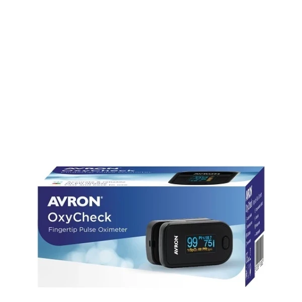 AVRON OxyCheck Παλμικό Οξύμετρο Δακτύλου σε Μαύρο Χρώμα 1 Tεμάχιο
