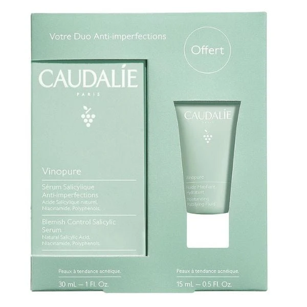 Caudalie Set Vinopure Blemish Control Salicylic Serum 30ml & Vinopure Moisturizing Mattifying Fluid 15ml