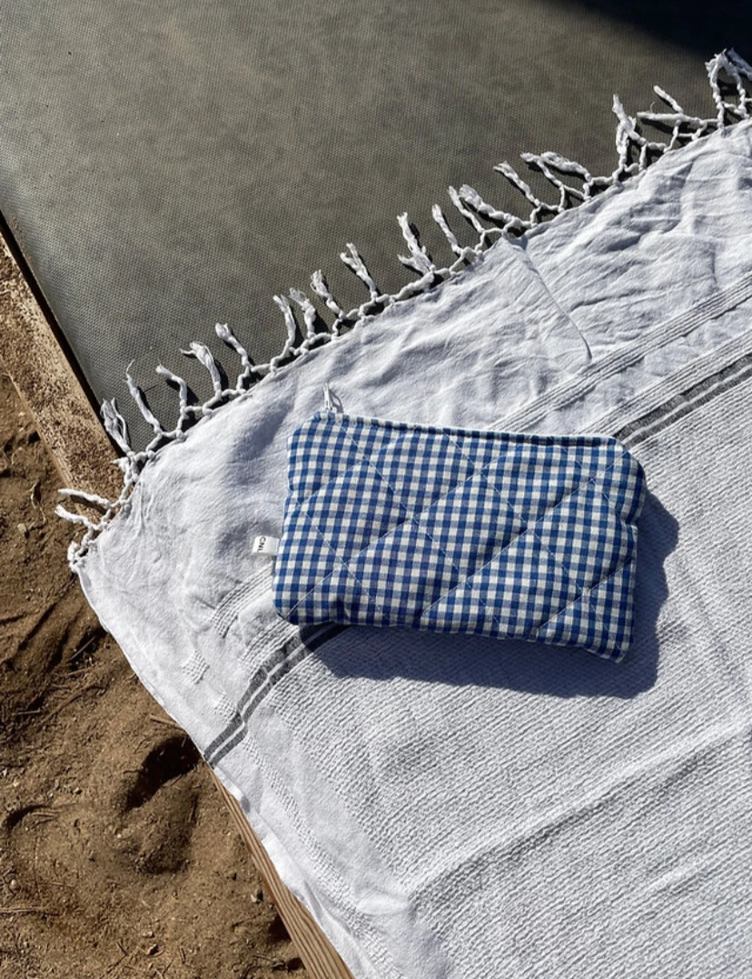 CRINOLINO Vichy Blue Zipper Pouch