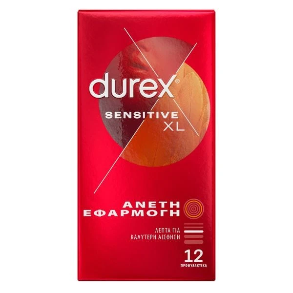 DUREX Sensitive XL Λεπτά Προφυλακτικά με Άνετη Εφαρμογή 12 Τεμάχια