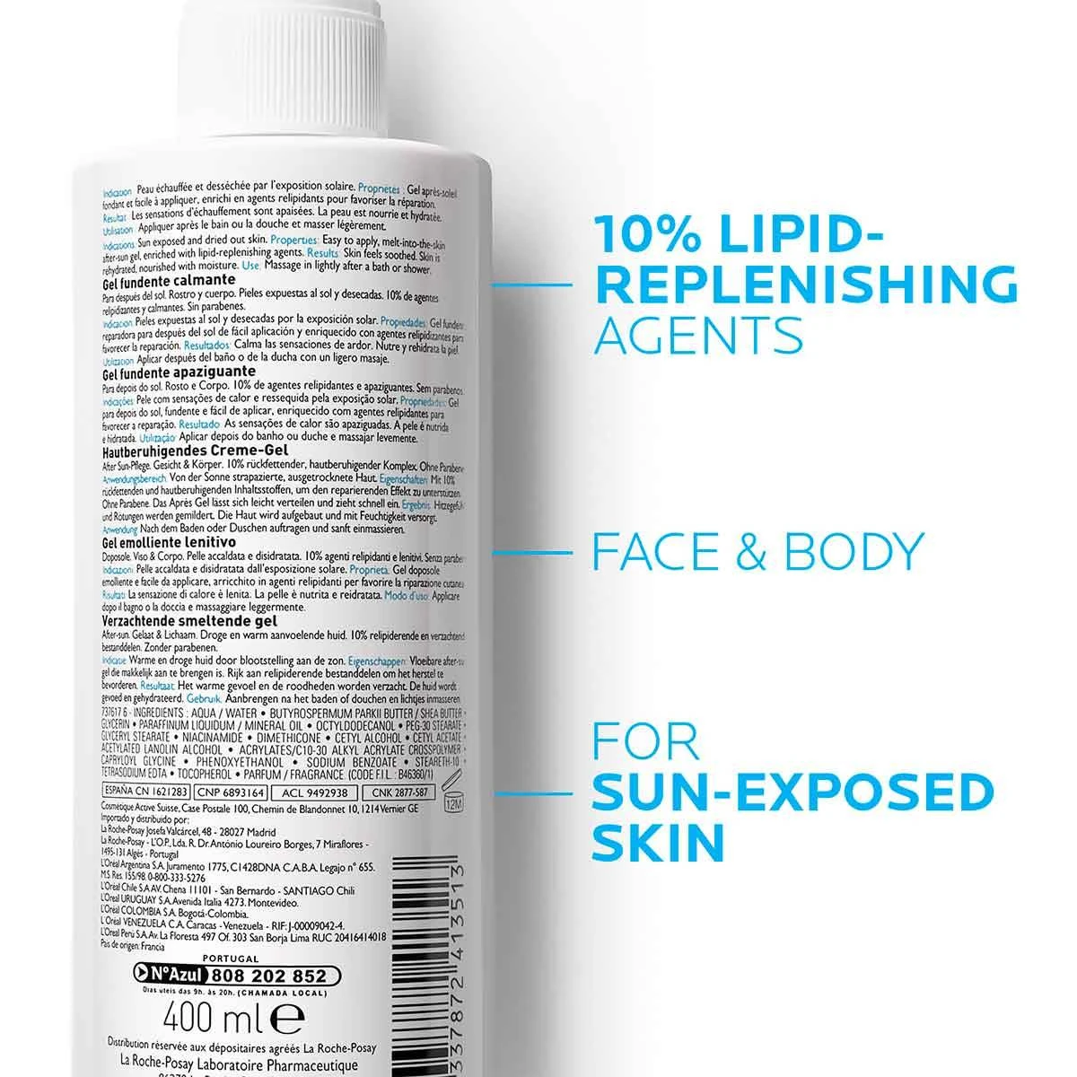 LA ROCHE-POSAY Posthelios Melt-In After-Sun Face & Body Gel 400ml