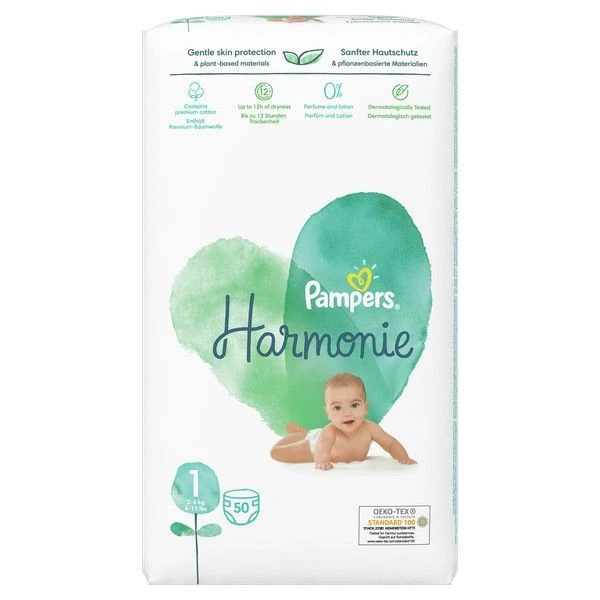 PAMPERS Harmonie No 1 (2-5 kg) 50 Τεμάχια