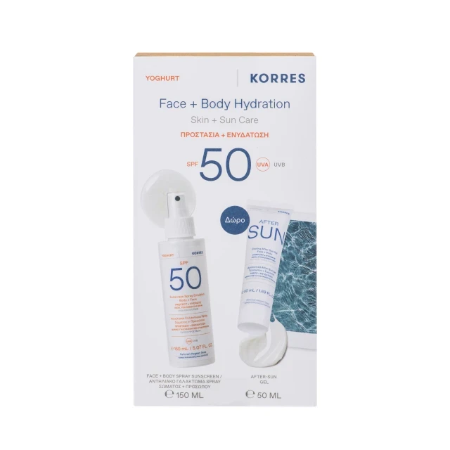 KORRES Yoghurt Sunscreen Spray Emulsion Body & Face Spf50 150ml & Yoghurt Cooling After-Sun Face & Body 50ml