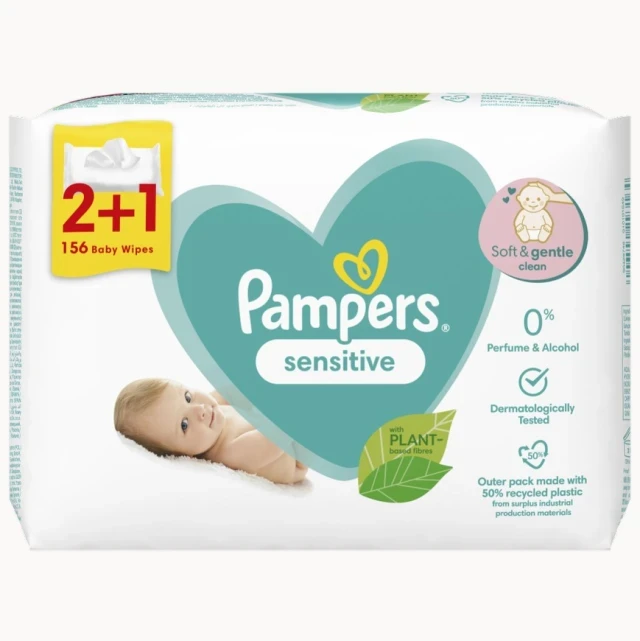 PPAMPERS Sensitive Baby Μωρομάντηλα  (2+1) 156 Τεμάχια