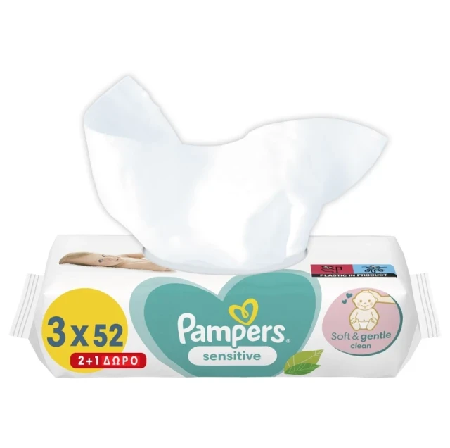 PPAMPERS Sensitive Baby Μωρομάντηλα  (2+1) 156 Τεμάχια