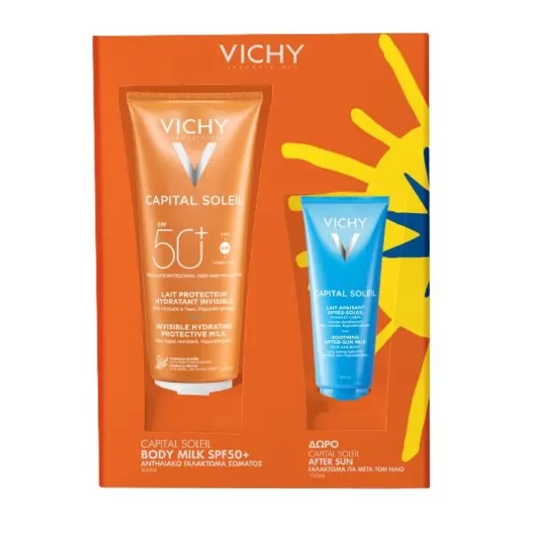 VICHY Capital Soleil Invisible Hydrating Protective Milk SPF50+ 300 ml + Δώρο Soothing After Sun Milk 100ml