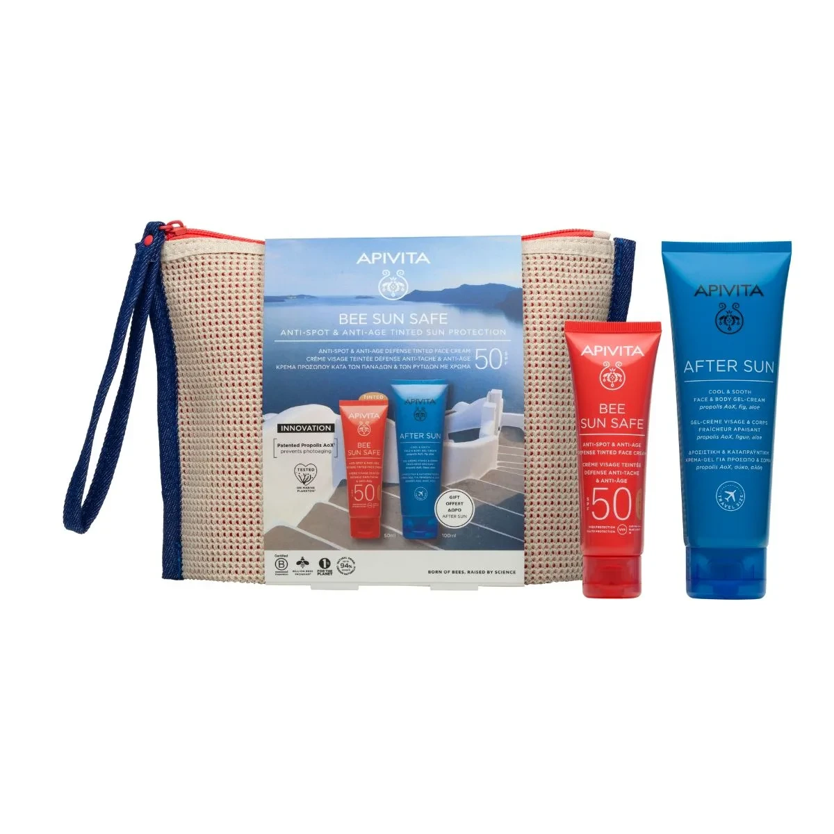 APIVITA Bee Sun Safe Anti-Spot & Anti-Age Defence Tinted Face Cream SPF50 50ml + After Sun Face & Body Gel-Cream 100ml