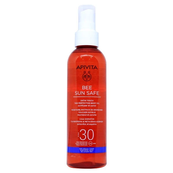 APIVITA Bee Sun Safe Satin Touch Tan Perfecting Body Oil Spf30 200ml