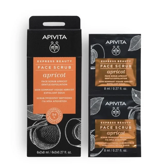APIVITA Express Beauty Face Scrub Apricot Gentle Exfoliation 2x8ml