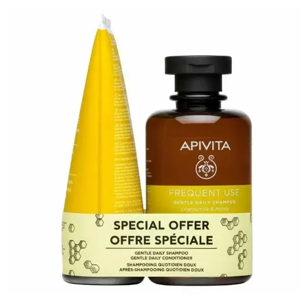 APIVITA Promo Set  Frequent Use Gentle Daily Shampoo Chamomile & Honey 250ml + Frequent Use Gentle Daily Conditioner Chamomile & Honey 150ml