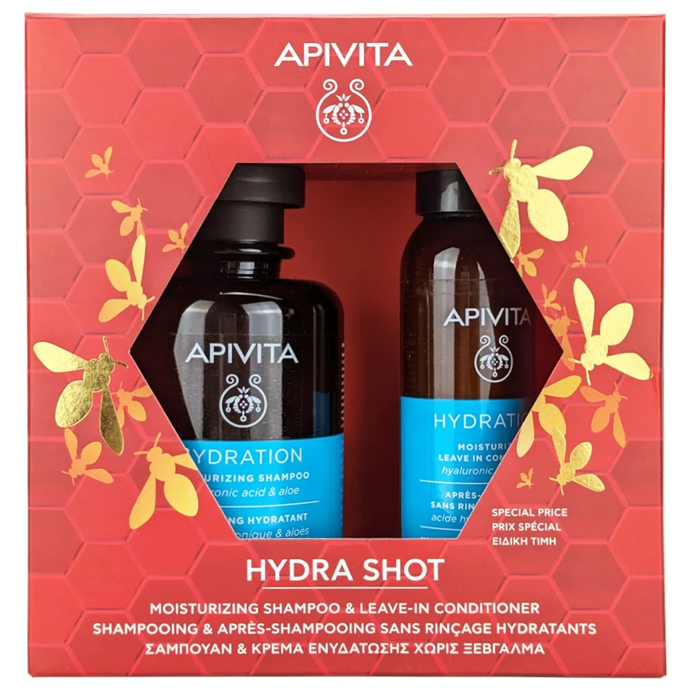 APIVITA Hydra Shot Promo Hydration Shampoo Hyaluronic Acid&Aloe 250ml+Hydration Moisturizing Leave In Conditioner 100ml