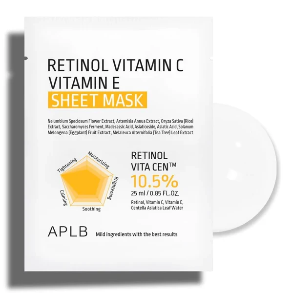 APLB Retinol Vitamin C Vitamin E Sheet Mask 1 Τεμάχιο