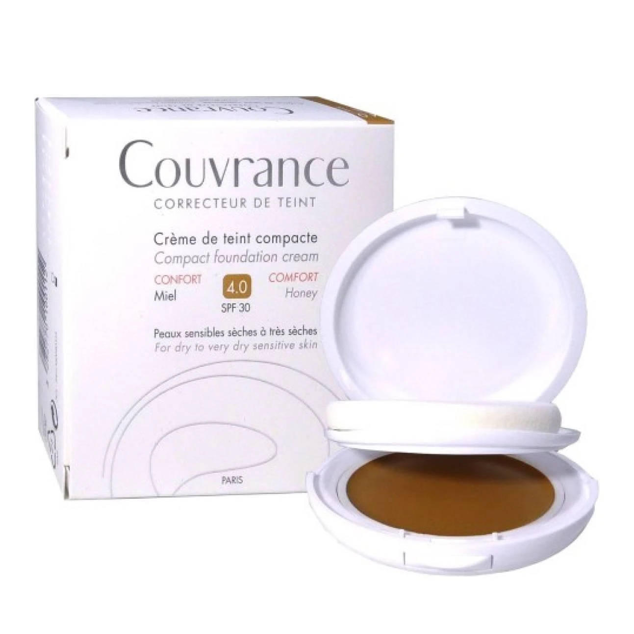 AVENE Couvrance Compact Foundation Comfort 4.0 Honey Spf30 Dry to Very Dry Sensitive Skin 10g