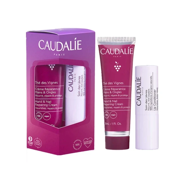 CAUDALIE The des Vignes Hand & Nail Cream 30ml & Lip Conditioner 4.5gr