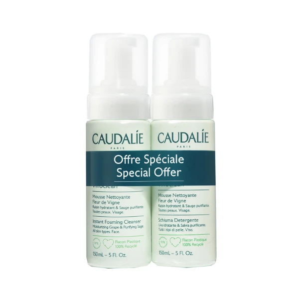 CAUDALIE Vinoclean Instant Foaming Cleanser All Skin Types 2x150ml