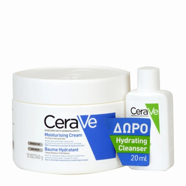CERAVE Moisturising Cream 340g Δώρο Cleanser 20ml