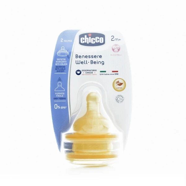 CHICCO Θηλή Καουτσούκ Original Touch Ρυθμιζόμενη Ροή 2-4m+ 2 Τεμάχια
