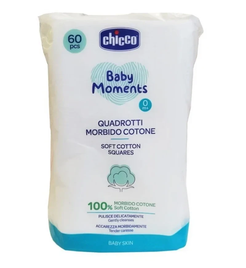 CHICCO Soft Cotton Squares 60 Τεμάχια