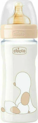 CHICCO Original Touch Γυάλινο Μπιμπερό με Θηλή Καουτσούκ 0m+ 240ml