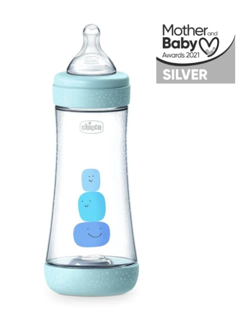 CHICCO Perfect 5 Πλαστικό Μπιμπερό Μπλε με Θηλή Σιλικόνης 4+ μηνών 300ml