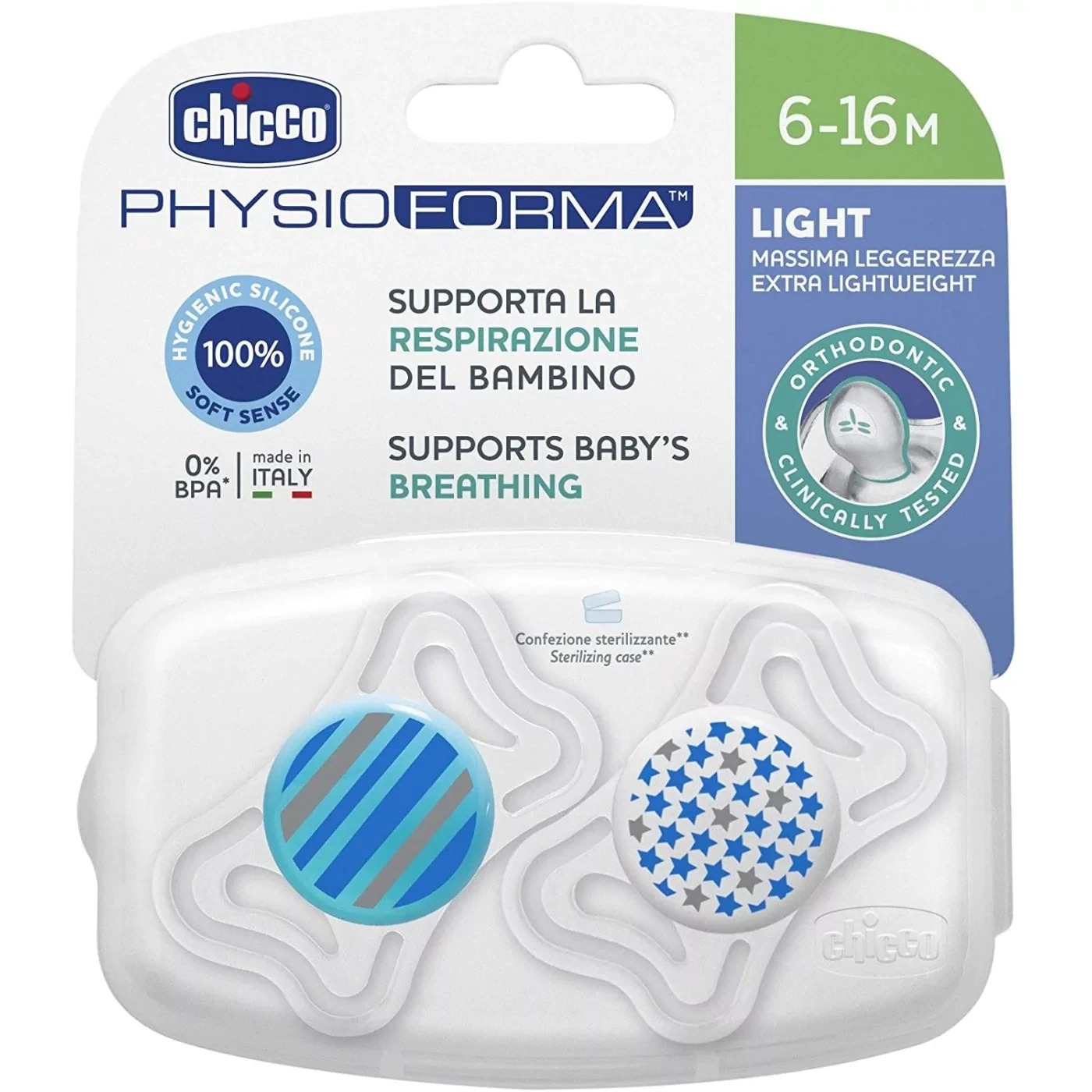 CHICCO Physio Light Σιλικόνης 6-16m 2 Τεμάχια