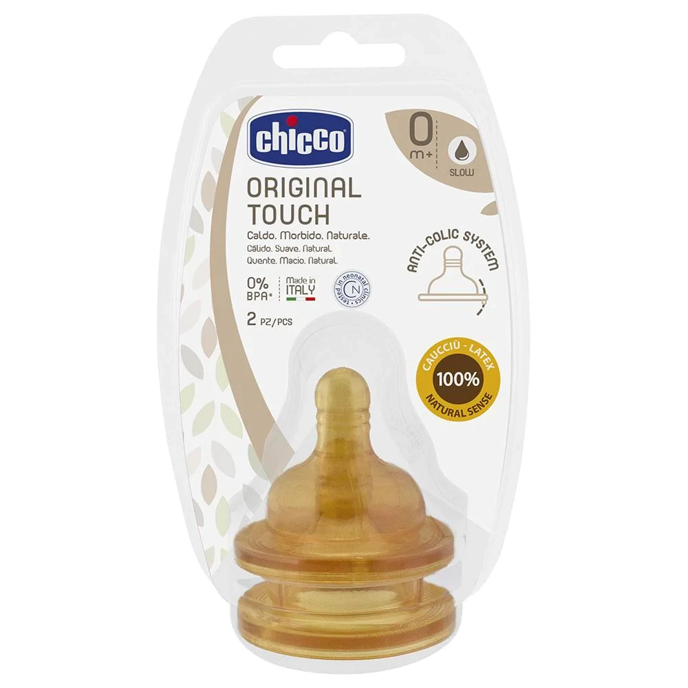 CHICCO Θηλή Καουτσούκ Original Touch Κανονική Ροή 0m+ 2 Τεμάχια