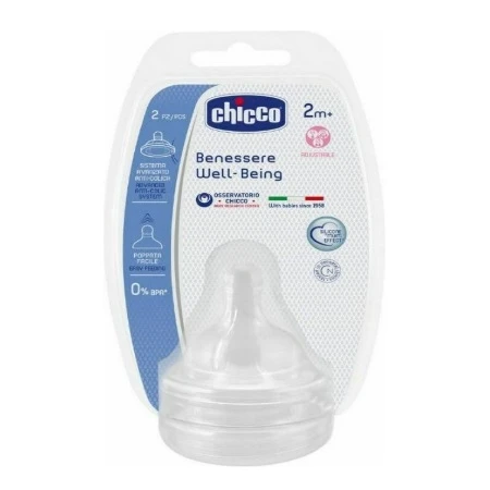 CHICCO Well Being Θηλή Σιλικόνης Ρυθμιζόμενη Ροή 2m+ 2 Τεμάχια