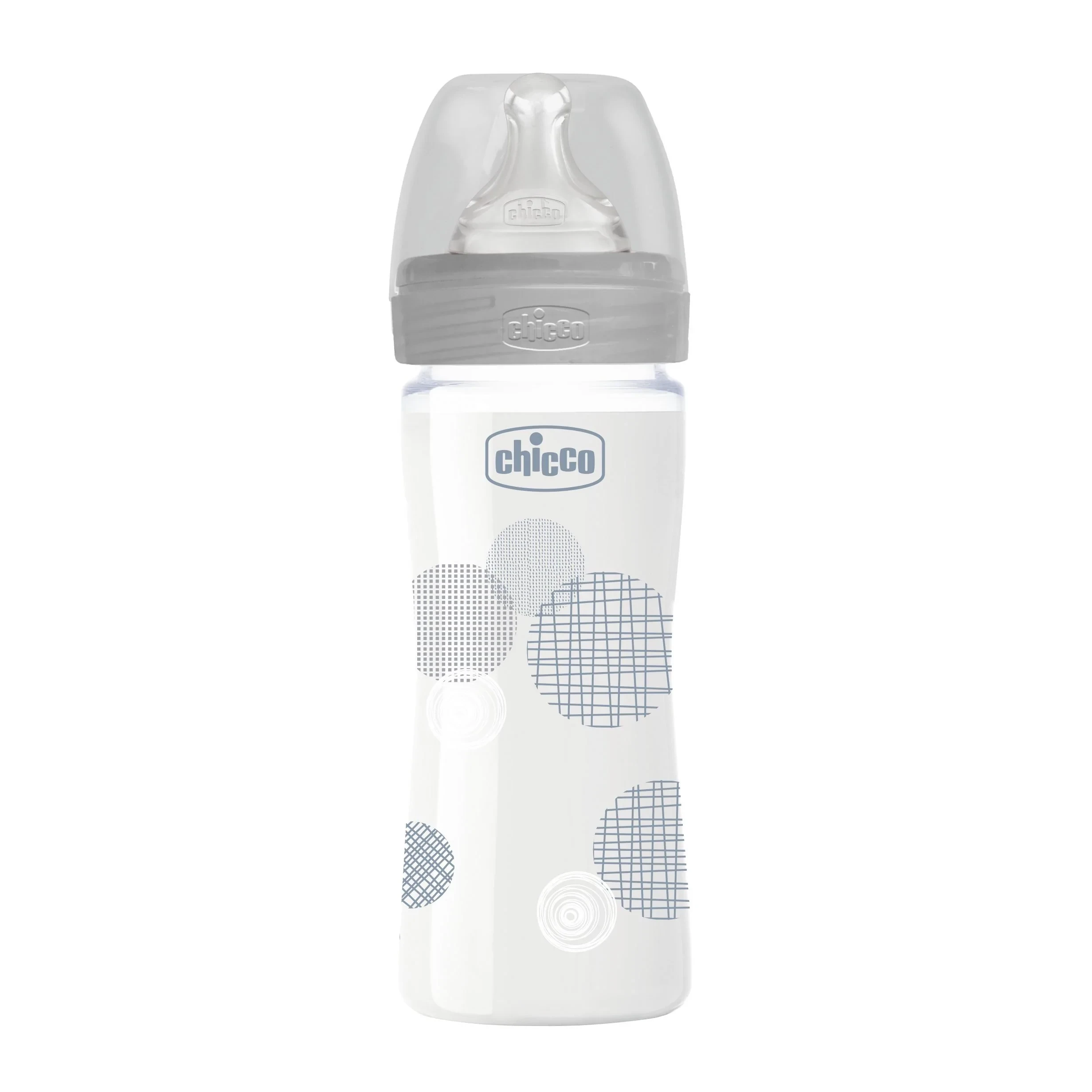 CHICCO Well Being Γυάλινο Μπιμπερό Unisex με Θηλή Σιλικόνης 0m+ 240ml