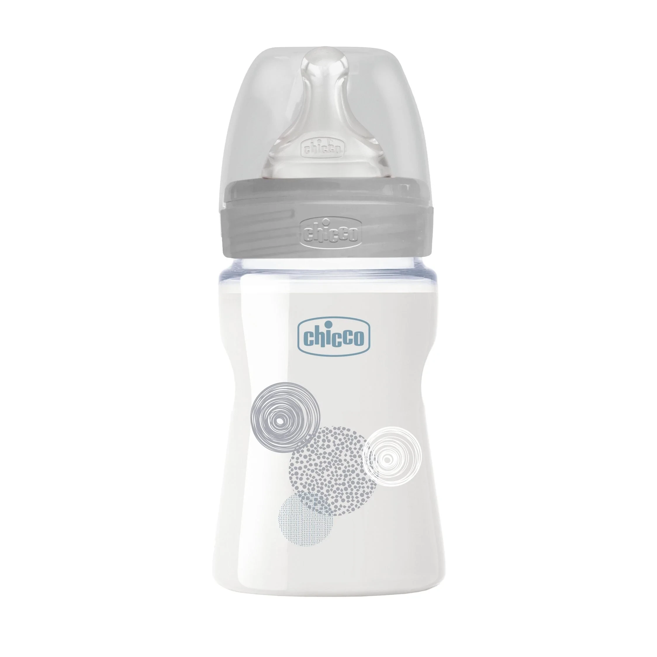 CHICCO Well Being Γυάλινο Μπιμπερό Unisex με Θηλή Σιλικόνης 0m+ 150ml