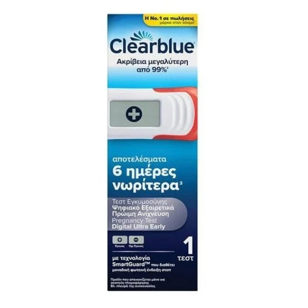 CLEARBLUE Ψηφιακό Τεστ Εγκυμοσύνης Πρώιμης Ανίχνευσης 1 Τεστ