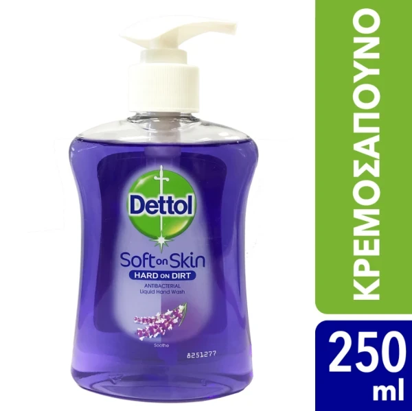 DETTOL Soft On Skin Αντιβακτηριδιακό Κρεμοσάπουνο από Λεβάντα & Εκχυλίσματα Σταφυλιού Mε Αντλία 250ml