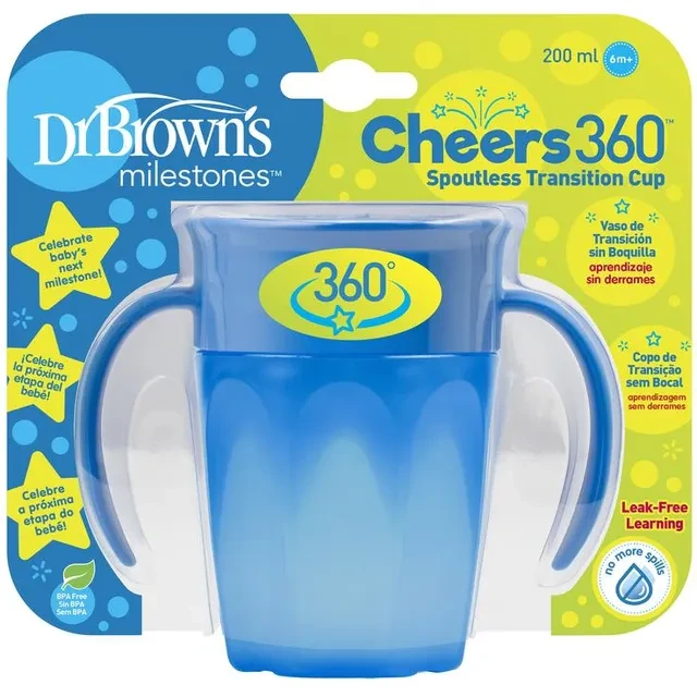 DR BROWN'S Μπλε Κύπελλο 360° με Λαβές 200ml