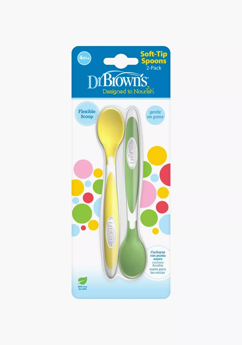 DR BROWN'S Κουταλάκια Ταΐσματος Μαλακά 4+ Μηνών 2 Τεμάχια