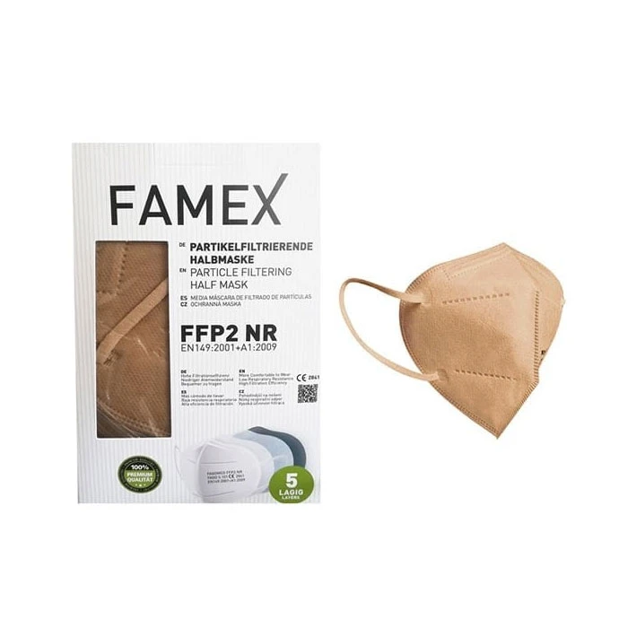 FAMEX Μάσκα Υψηλής Προστασίας FFP2/KN95 Εκρού 20 Τεμάχια