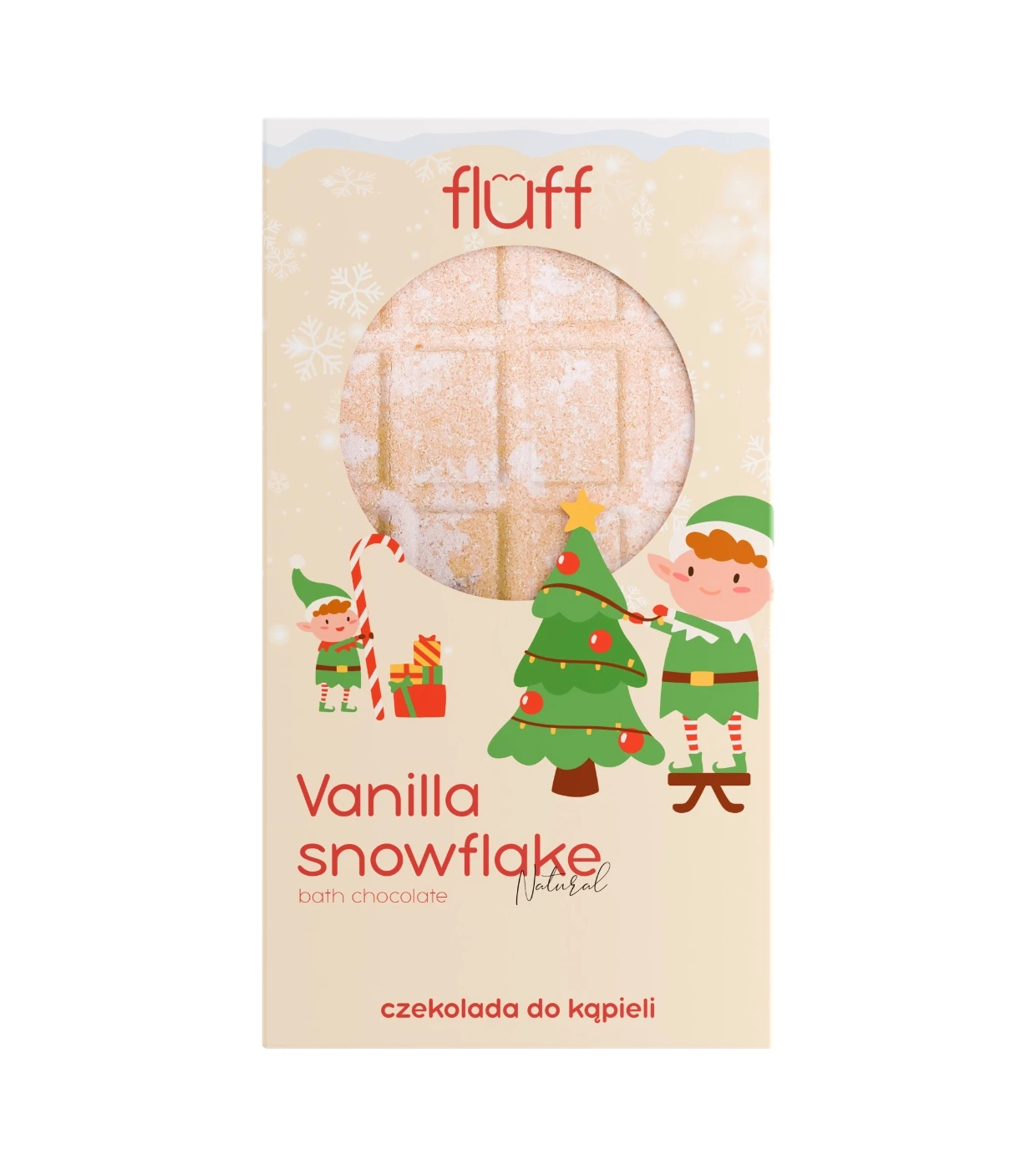 FLUFF Chocolate Bath Bomb Vanilla Snowflakes 1 Τεμάχιο