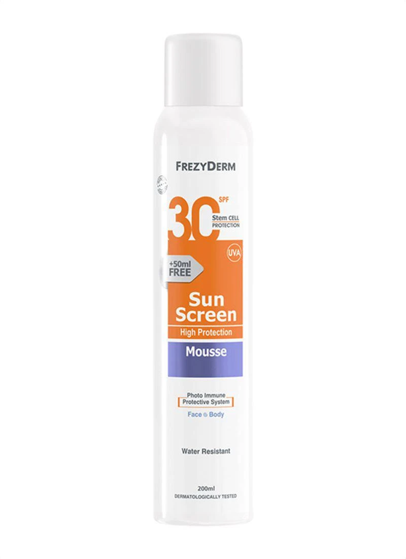FREZYDERM Sun Screen Mousse Spf30 Face & Body 200ml