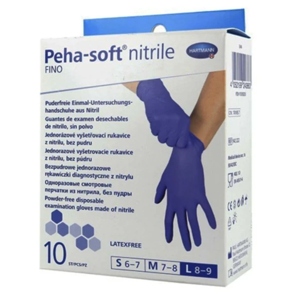 HARTMANN Peha-Soft Nitrile Fino Γάντια Νιτριλίου μιας Χρήσης χωρίς Πούδρα Μέγεθος L 10 Τεμάχια
