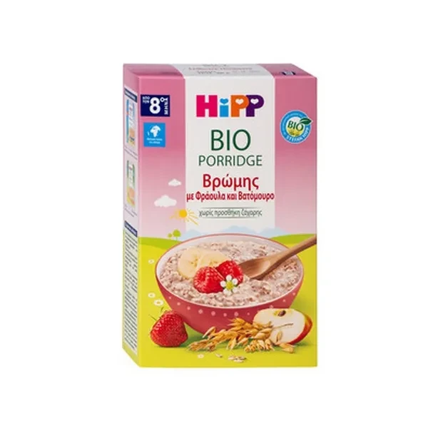 HIPP Bio Porridge Βρώμης με Φράουλα και Βατόμουρο 250gr