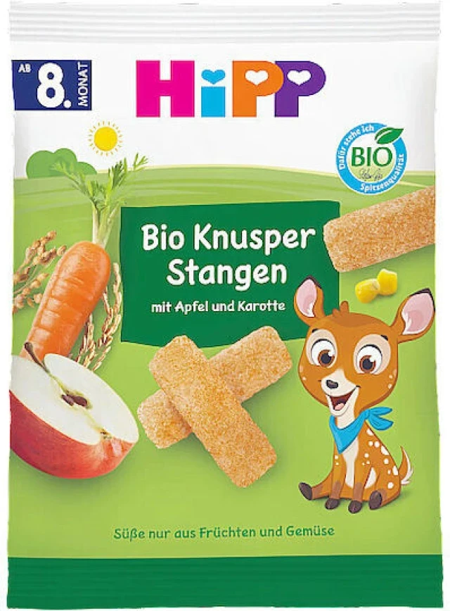 HIPP Bio Sticks Βιολογικά Τραγανά Sticks με Μήλο και Καρότο 8m+ 30g