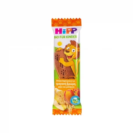 HIPP Παιδική Βιολογική Μπάρα Δημητριακών με Τραγανή Βρώμη, Μήλο και Ροδάκινο 20g