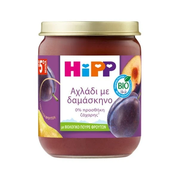 HIPP Βρεφική Φρουτόκρεμα Αχλάδι με Δαμάσκηνο από τον 5ο Μήνα 160gr