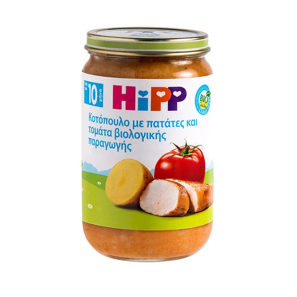 HIPP Hipp Βρεφικό Γεύμα Κοτόπουλο, Πατάτες και Φρέσκια Τομάτα από τον 10o Μήνα 220g