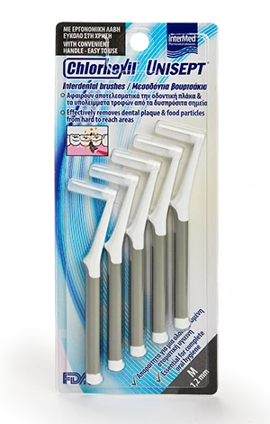 INTERMED Chlorhexil Unisept Interdental Brushes - Μεσοδόντια Βουρτσάκια Γκρι 1.2mm