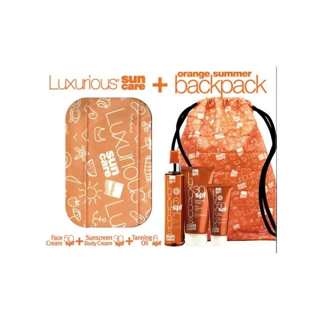INTERMED Promo Set Luxurious Sun Care Face Cream Spf50 75ml, Sunscreen Body Cream Spf30 200ml & Tanning Oil Spf6 200ml & ΔΩΡΟ Summer Backpack