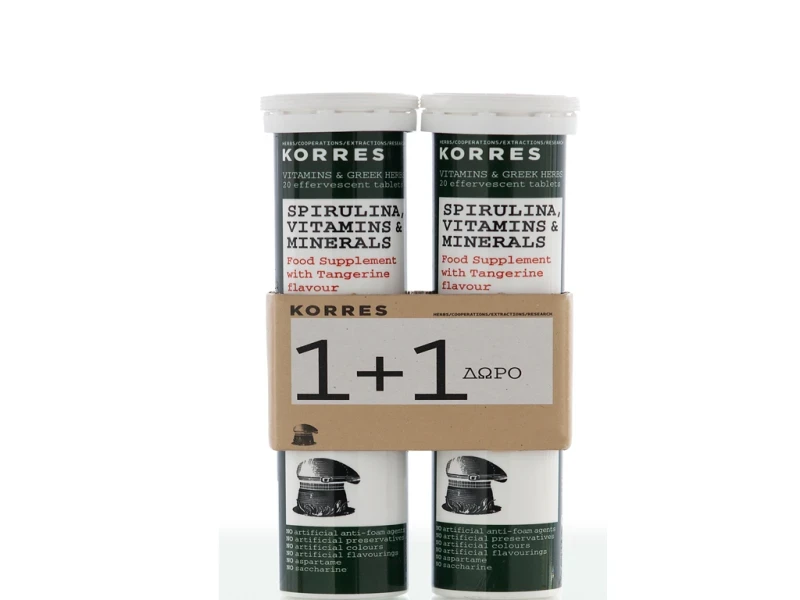 KORRES Set Spirulina, Vitamins & Minerals 18 Αναβράζοντα Δισκία 1+1 Δώρο