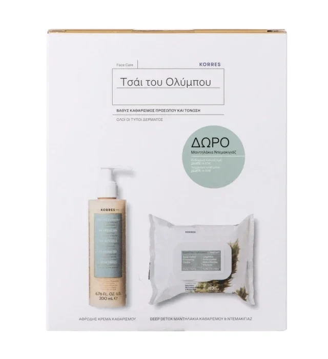 KORRES Promo Set Olympus Tea Detox Toning Emulsion Cleanser 200ml & Olympus Tea Deep Detox Cleansing Cloths 30 Υγρά Μαντηλάκια