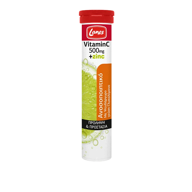 LANES Vitamin C 500mg + Zinc 20 Αναβράζουσες Ταμπλέτες