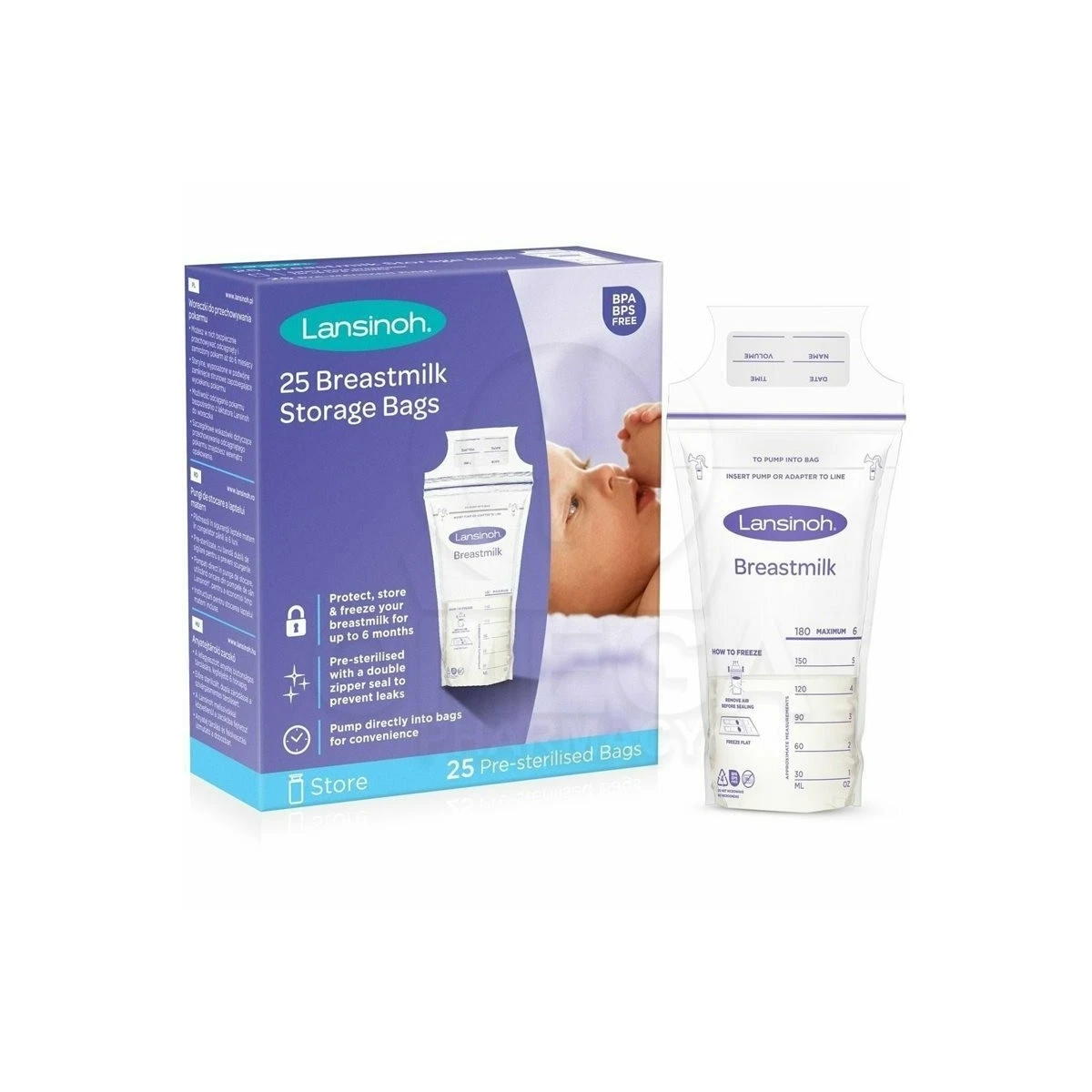 LANSINOH Breastmilk Storage Bags Σακουλάκια Φύλαξης Μητρικού Γάλακτος 25 Τεμάχια